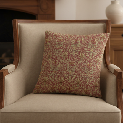William Morris Snakeshead Wine Red Cushion Cover
