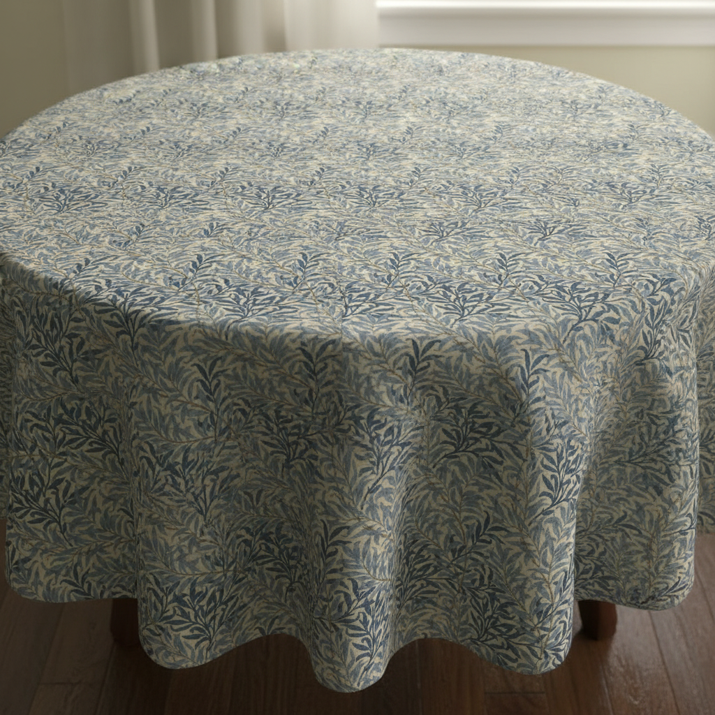 William Morris Willow Bough Sea Breeze Coated Tablecloth Water Resistant Outdoor