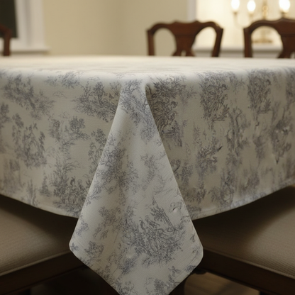 Toile de Jouy Vintage French Grey Tablecloth