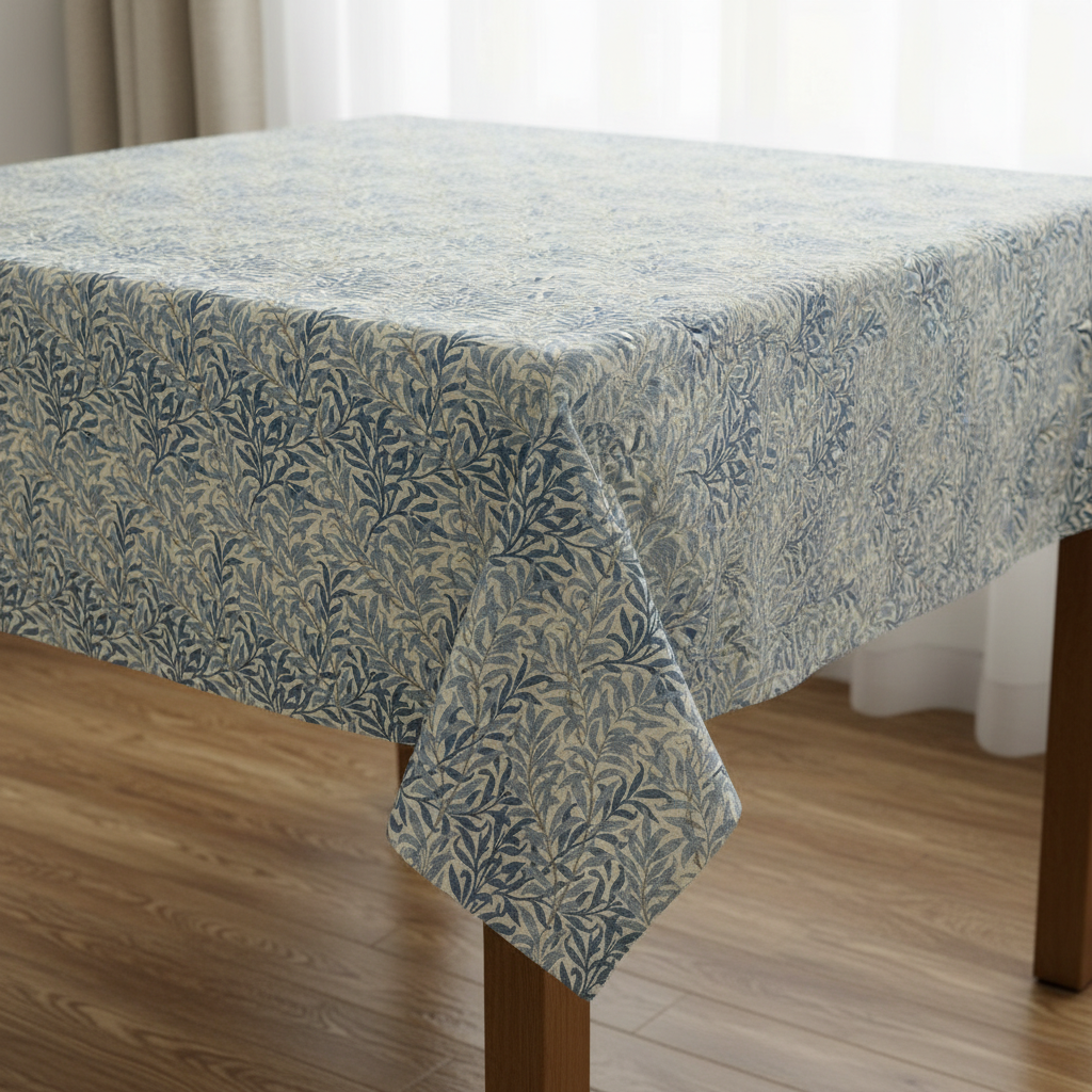 William Morris Willow Bough Sea Breeze Coated Tablecloth Water Resistant Outdoor