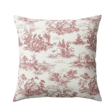 Red Vintage French Toile De Jouy Cushion Cover