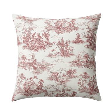 Red Vintage French Toile De Jouy Cushion Cover