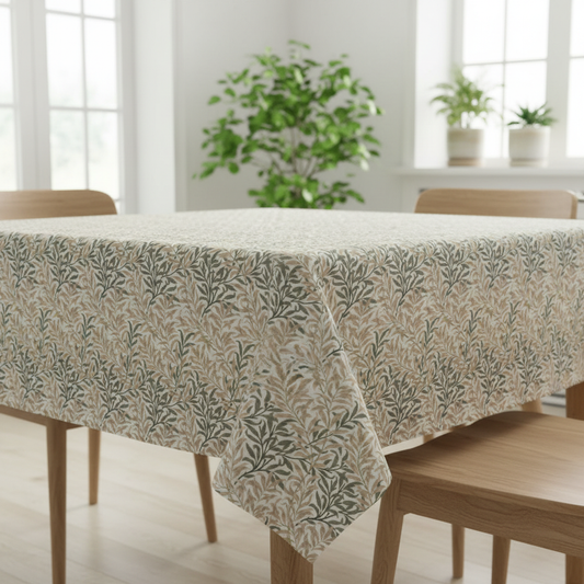 William Morris Willow Bough Natural Coated Tablecloth