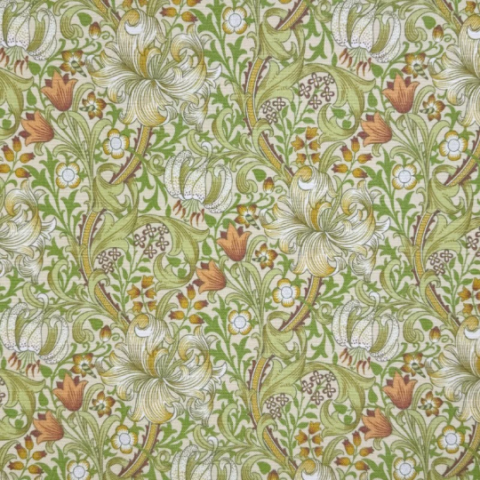 William Morris Golden Lily Coated Tablecloth Willow Green Water Resistant Outdoor