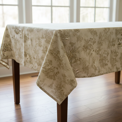 Toile de Jouy Vintage French Beige Tablecloth