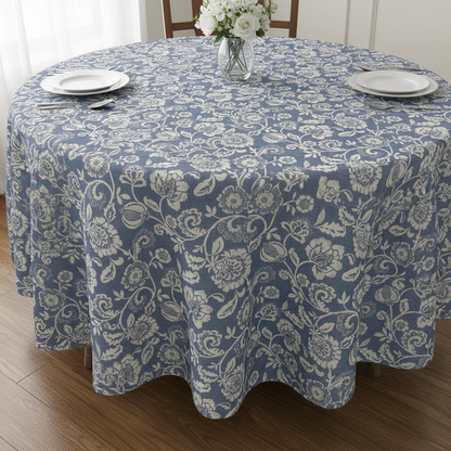 Eliza Tapestry Flowers Chambray Tablecloth