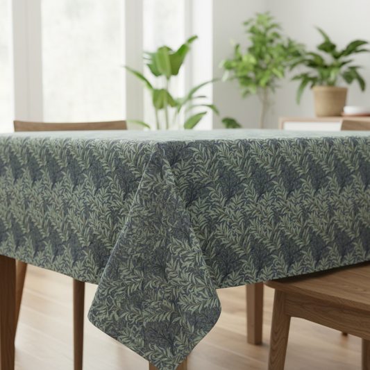 William Morris Willow Bough Charcoal Coated Tablecloth