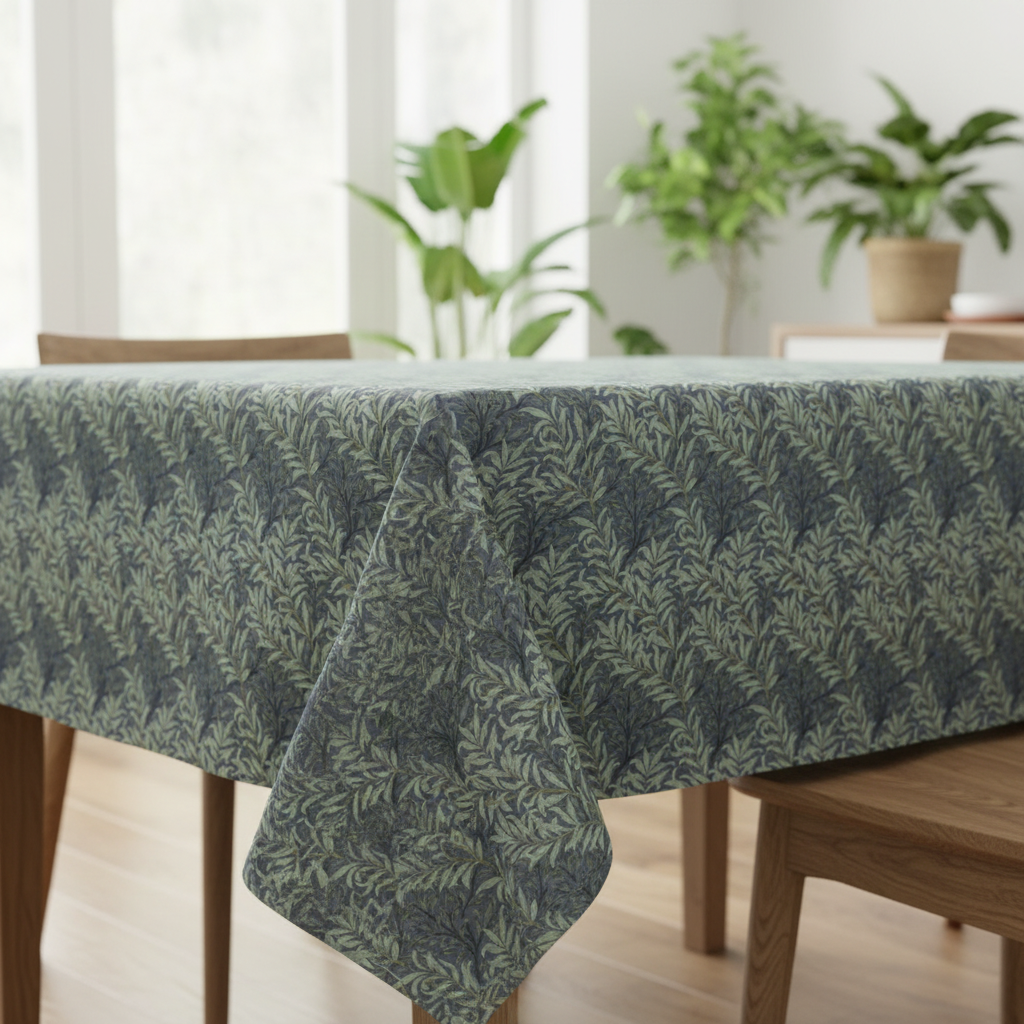 William Morris Willow Bough Charcoal Coated Tablecloth