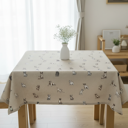 Shabby Dogs Natural Tablecloth