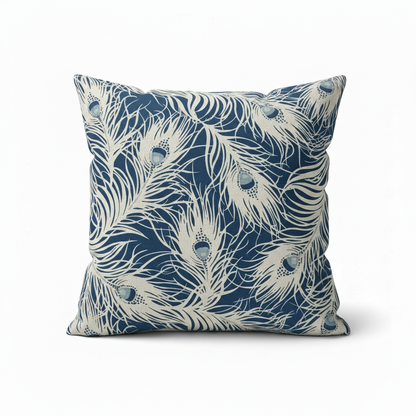 Harper Peacock Feather Navy Blue Cushion Covers