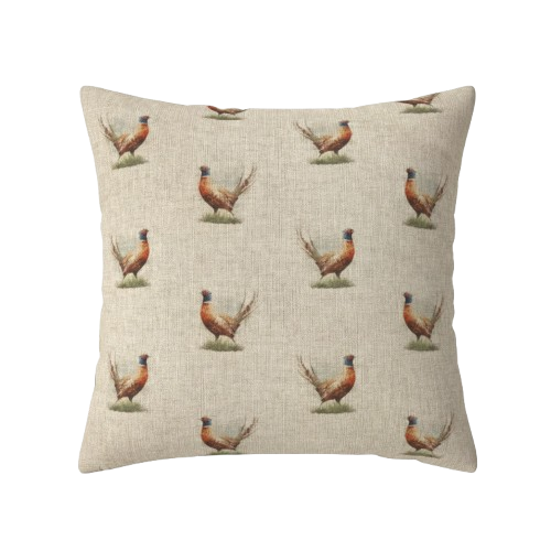 Rustic Pheasant Pattern Beige Cushion Cover