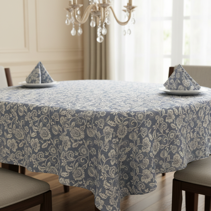 Eliza Tapestry Flowers Chambray Tablecloth