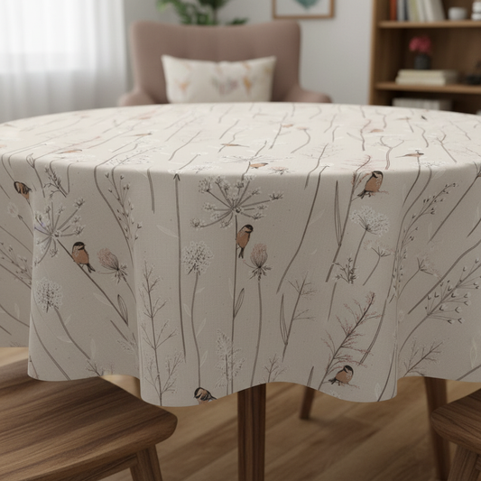 Birds And Twigs Natural Tablecloth