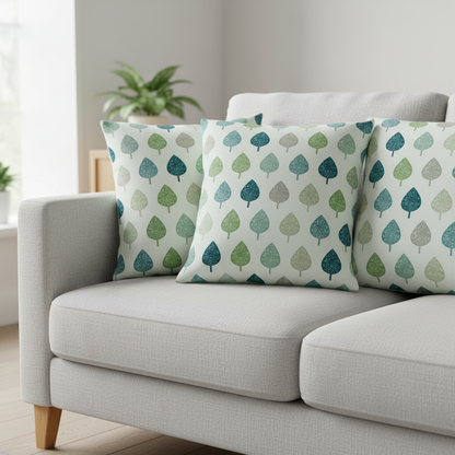 Symmetrical Leaf Leaves Teal Green Cushion Cover