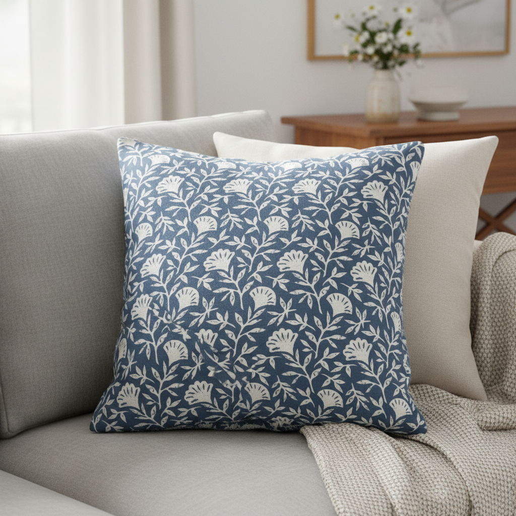 Floral Melby Midnight Blue Cushion Cover