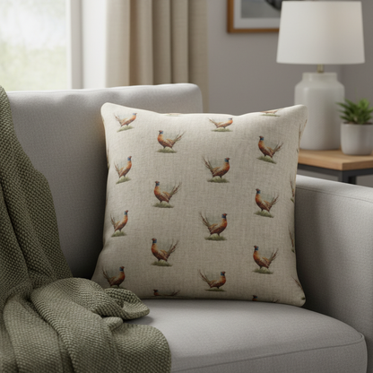 Rustic Pheasant Pattern Beige Cushion Cover