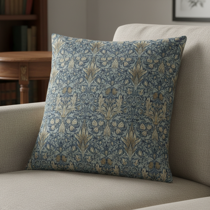 William Morris Snakeshead Denim Blue Cushion Cover