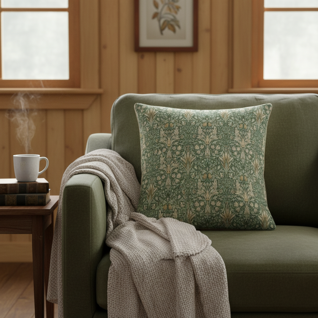 William Morris Snakeshead Forest Green Cushion Cover