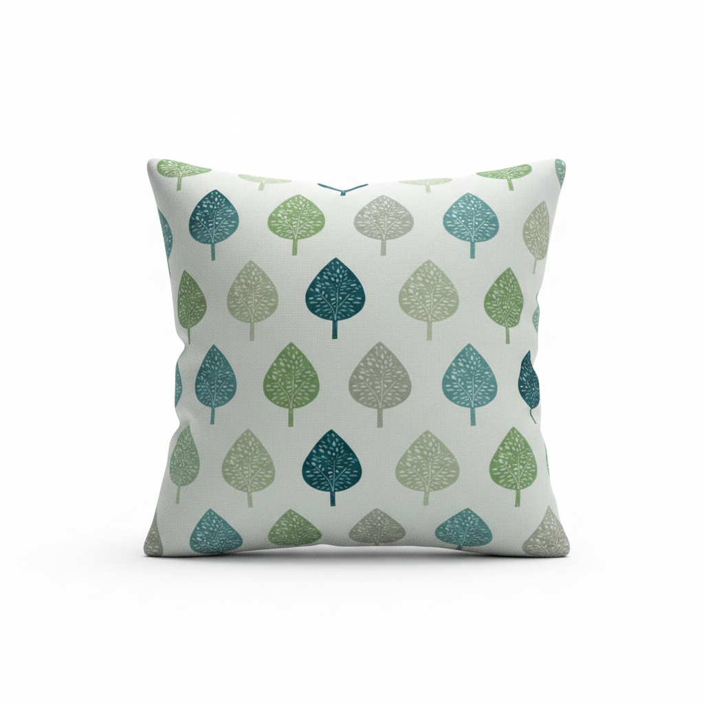 Symmetrical Leaf Leaves Teal Green Cushion Cover