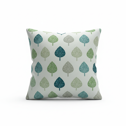 Symmetrical Leaf Leaves Teal Green Cushion Cover