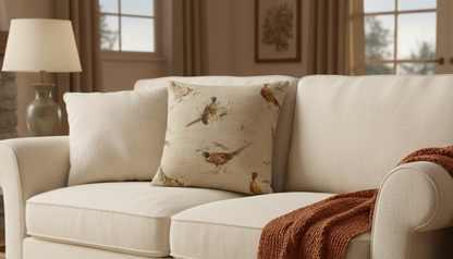 Rustic Pheasant Pattern Beige Cushion Cover