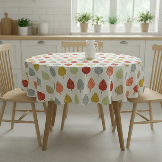Symmetrical Leaf Leaves Burnt Orange Tablecloth