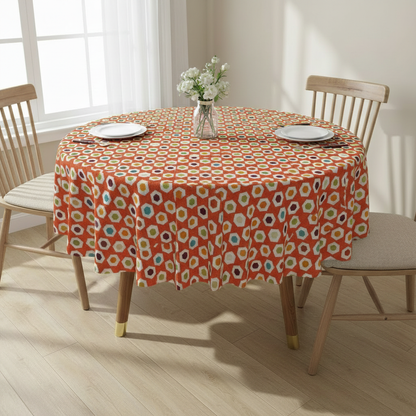 Vibrant Retro Hexagon Geometric Pattern Tablecloth