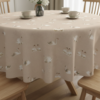 Swans Wildlife Natural Tablecloth