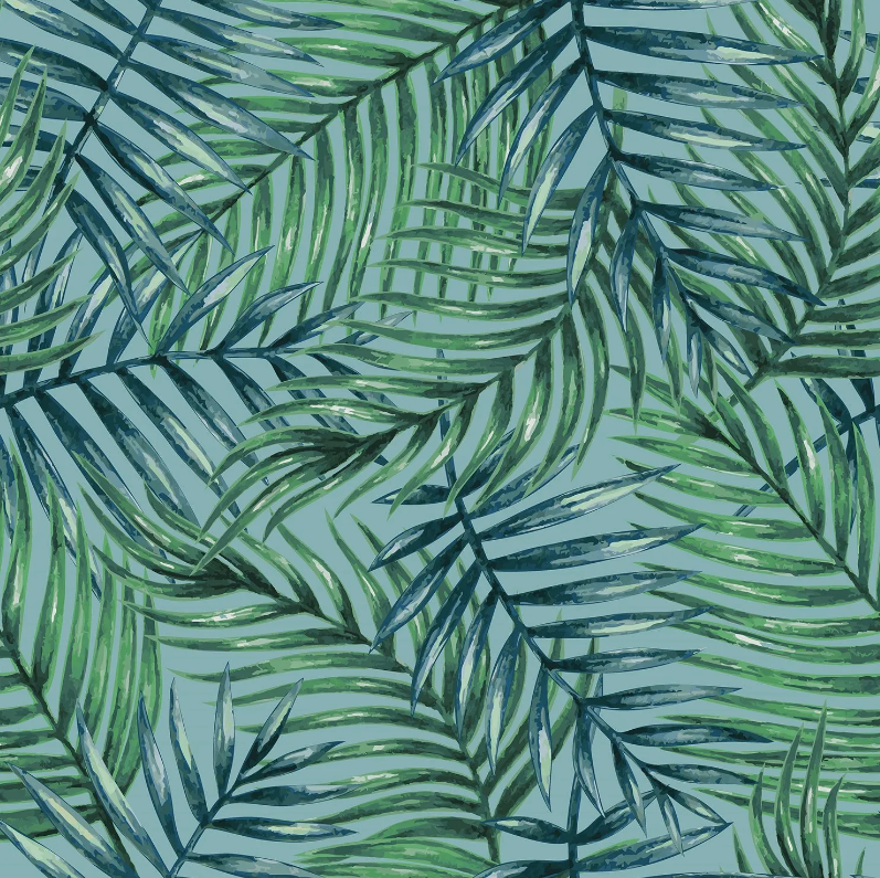 Palm Tree Leaves Coated Outdoor Water Repellent Tablecloth Available In Many Sizes