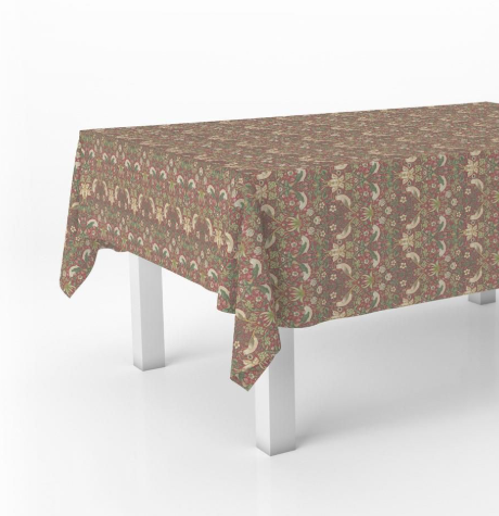 William Morris Strawberry Thief Crimson Cotton Tablecloth