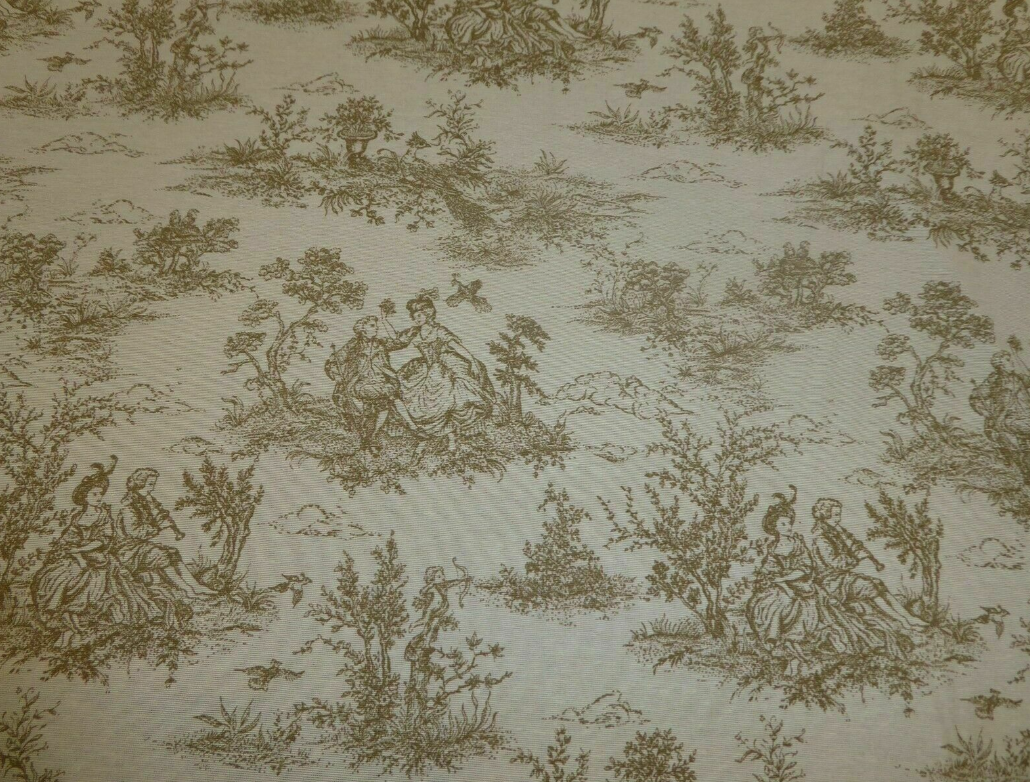 Toile de Jouy Vintage French Beige Tablecloth