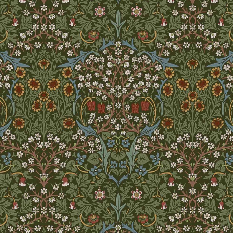 William Morris Blackthorne Floral Forest Cushion Cover