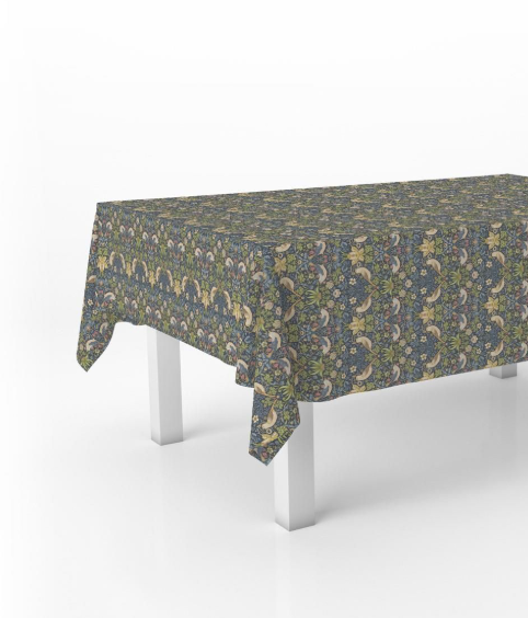 William Morris Strawberry Thief Navy Cotton Tablecloth