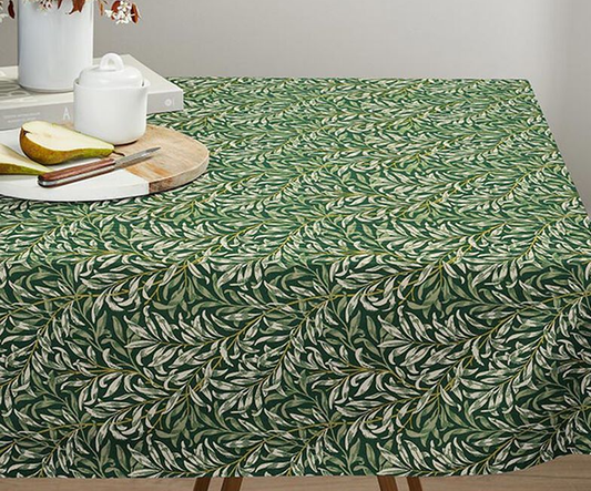 William Morris Willow Bough Natural Dark Green Cotton Tablecloth