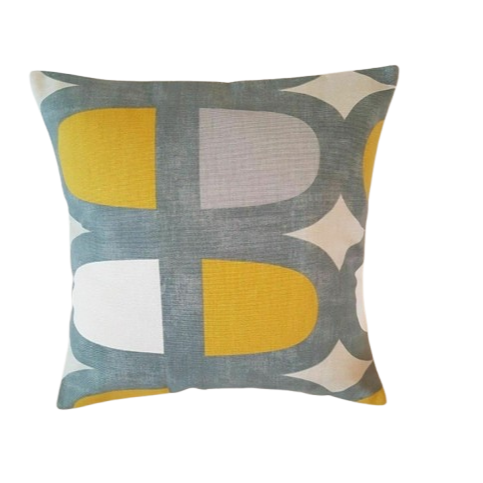 Modern Geometric Cushion Covers - Yellow & Grey Retro Pattern Various Size