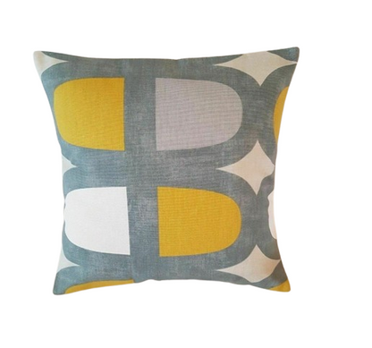 Modern Geometric Cushion Covers - Yellow & Grey Retro Pattern Various Size