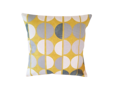 Retro Dot Print Cushion Cover - Yellow , Grey & Blue - Mid Century Modern Style
