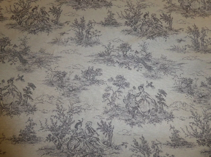Toile de Jouy Vintage French Grey Tablecloth