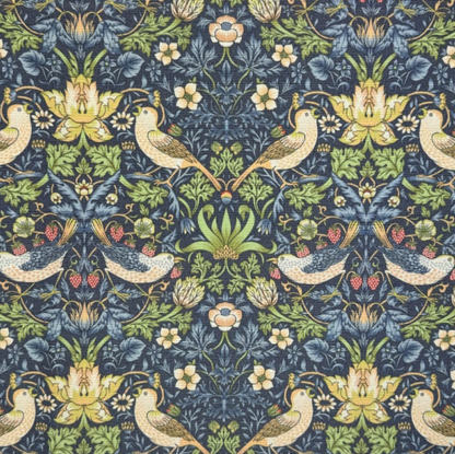 William Morris Strawberry Thief Navy Coated Tablecloth