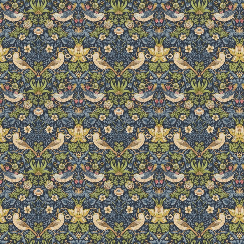 William Morris Strawberry Thief Navy Coated Tablecloth