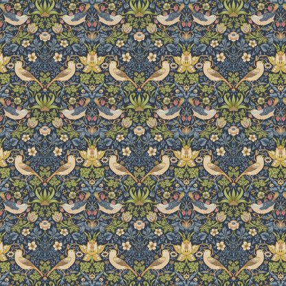 William Morris Strawberry Thief Navy Coated Tablecloth