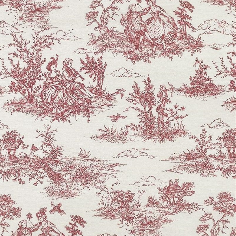 Red Vintage French Toile De Jouy Cushion Cover