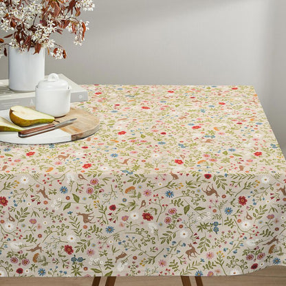 Woodland  Forest Animals Flowers Tablecloth