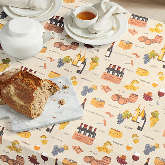 Wine Grapes Natural Tablecloth Available In Many Sizes