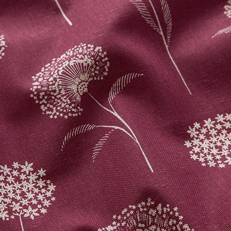 Dandelions Burgundy Natural Tablecloth Available In Many Sizes