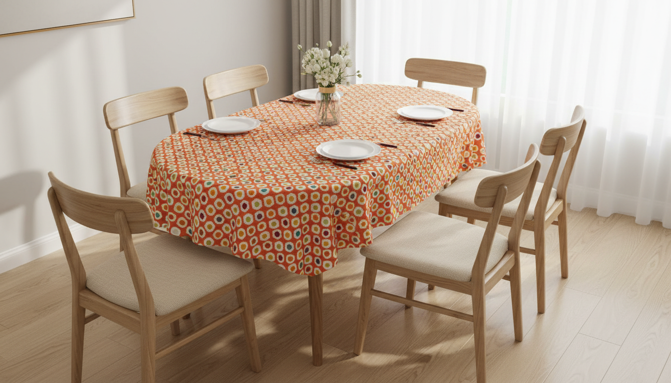 Vibrant Retro Hexagon Geometric Pattern Tablecloth