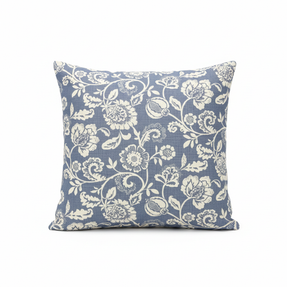 Eliza Tapestry Flowers Chambray Blue Cushion Cover