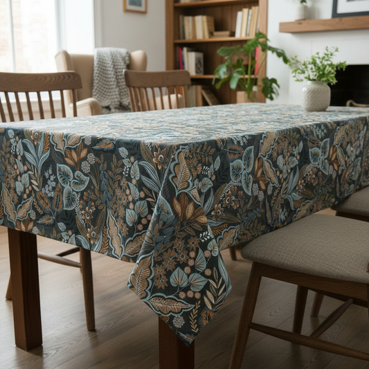 Paisley Leaves Blue Grey Tablecloth
