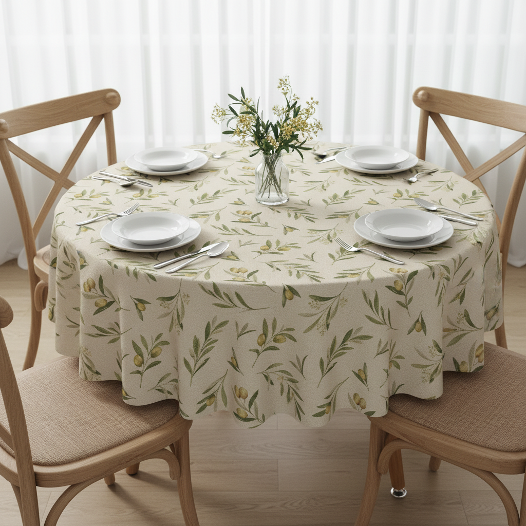 Green Olives  Natural Tablecloth