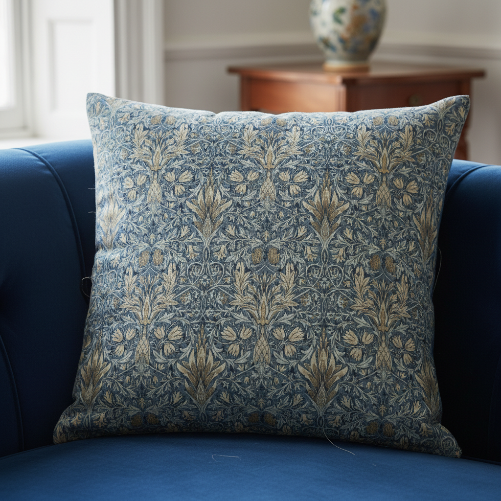 William Morris Snakeshead Denim Blue Cushion Cover